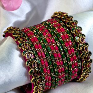 Bridal Bangles -3D lotus pattern -Glass Bangles