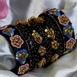 Bridal  Bangles - Zardozi Raindrop Black bangles