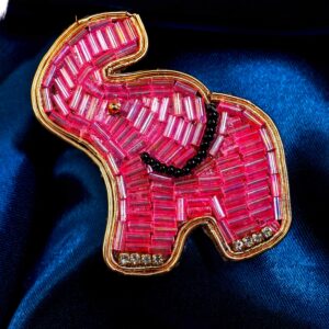 Saree pins - Pink Elephant pattern