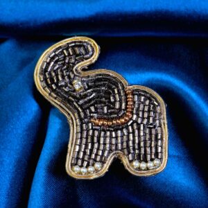 Saree pins - Black Elephant pattern