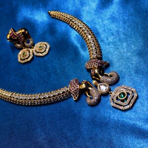 Traditional Thantham jewellery set with elegant gold finish