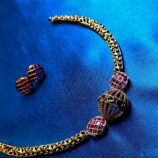 Ball gem jewellery set with colorful stones and intricate design