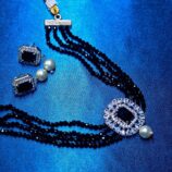 Black and white jewellery set with necklace and earrings