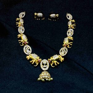 Elephant design jewellery set with intricate detailing in traditional Indian style