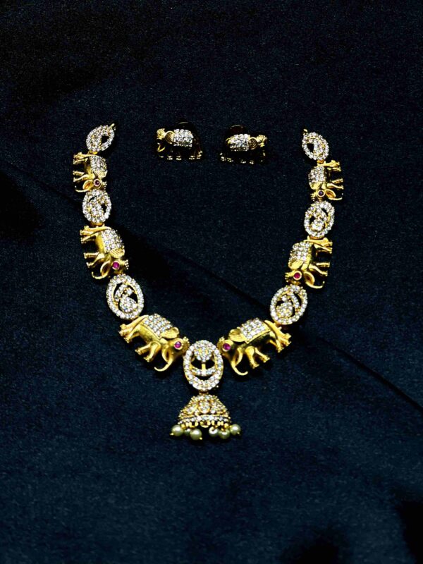 Elephant design jewellery set with intricate detailing in traditional Indian style