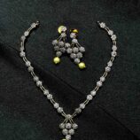 Grape design jewellery set with intricate purple and green beadwork