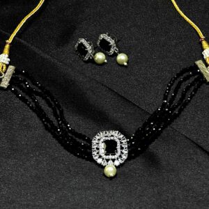 Black and white stone jewellery set with elegant design