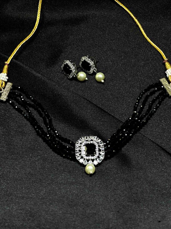 Black and white stone jewellery set with elegant design