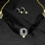 Black and white stone jewellery set with elegant design