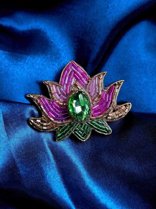 Lotus design saree pins in elegant gold finish