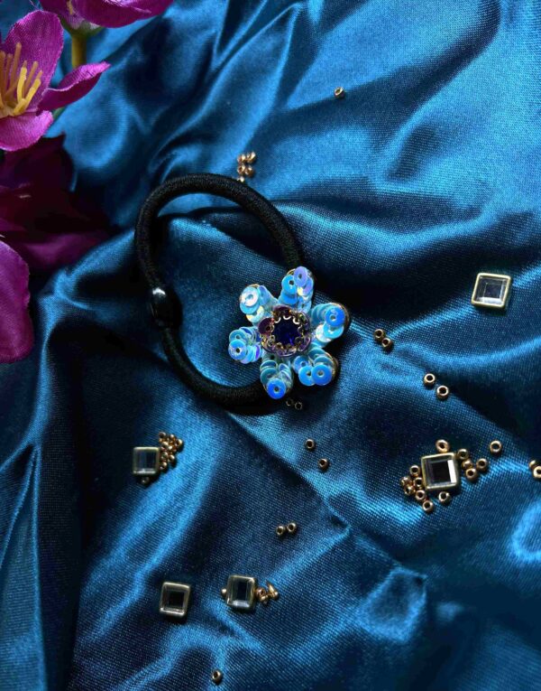 Blue-Flower-hair-tie