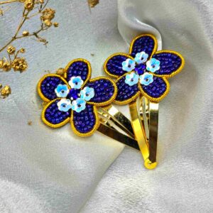 blue floral hair clip