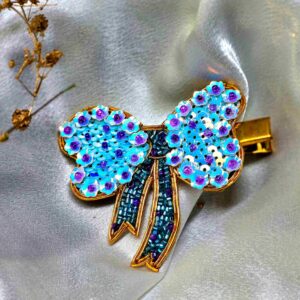 blue bow hair clip