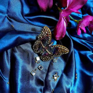 Butterfly beads worked hair tie