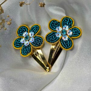 sky blue blossom hair clip