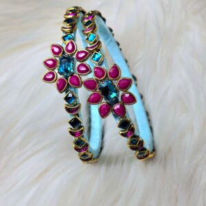 Pink stoned sky blue Bracelet Bangles
