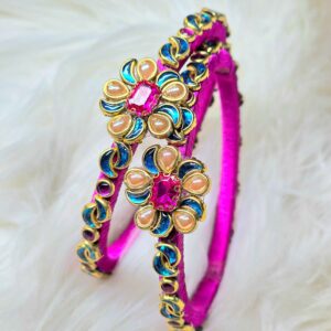 Eye catchy stone worked pink Bracelet Bangles