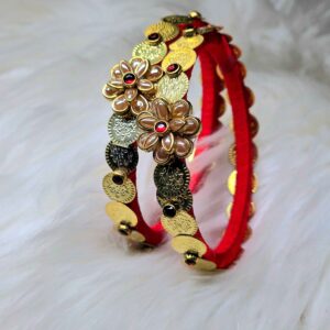 Stone & coin worked red Bracelet Bangles