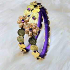 Stone & coin worked purple Bracelet Bangles