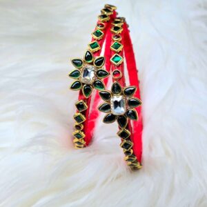 Green stoned pink Bracelet Bangles