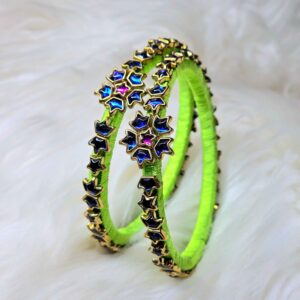 Blue stone worked green Bracelet Bangles