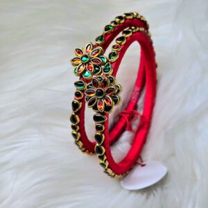 Red & green stone worked red Bracelet Bangles