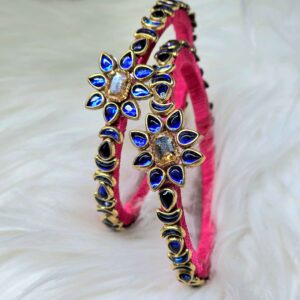 Blue stone worked pink Bracelet Bangles