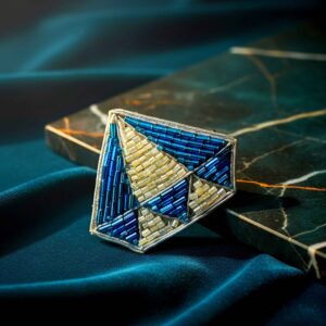 Blue Diamond beaded Saree pin/shirt Brooch