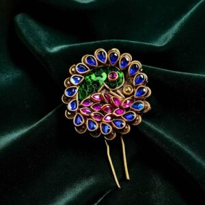 Peacock Kundan U pin
