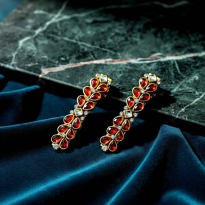 Ruby Kundan Blossom Alligator Clip
