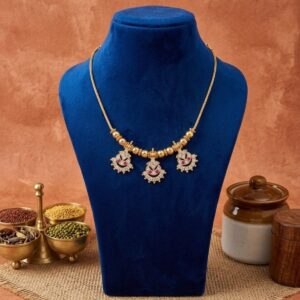 Gold Beaded Ruby Necklace