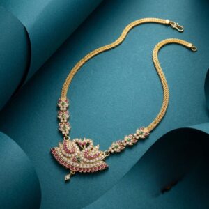 Gold Swan Ruby Necklace