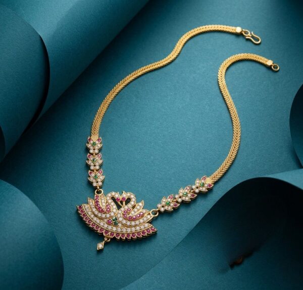 Gold Swan Ruby Necklace