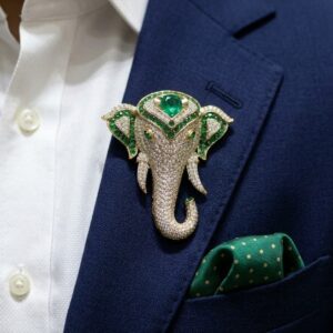 Green Elephant Head Brooches